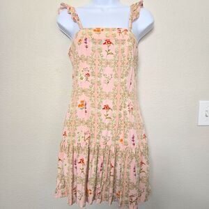 Agua Bendita & Target Cottagecore Fairy Floral Peach Mini Dress Size XXS